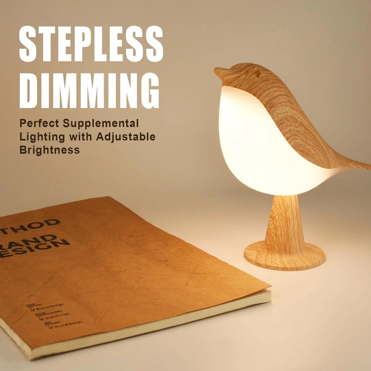 1Pc LED Touch-Control Bird Lamp - Art Deco, 3-Levels Dimmable, Usb-Cordless with Rechargeable Battery, Versatile for All Rooms